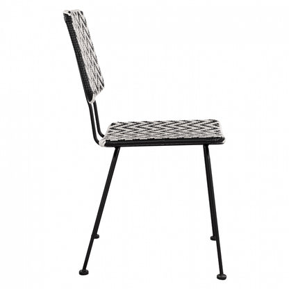 ALLEGRA METAL CHAIR WITH BLACK AND WHITE WICKER 46x56x88