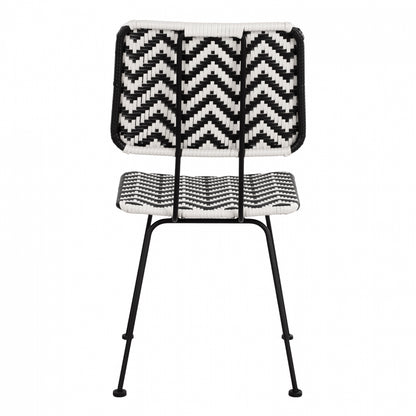 ALLEGRA METAL CHAIR WITH BLACK AND WHITE WICKER 46x56x88