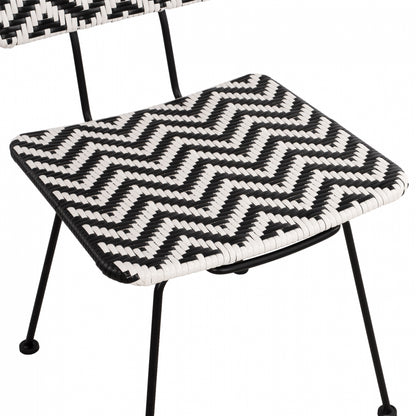 ALLEGRA METAL CHAIR WITH BLACK AND WHITE WICKER 46x56x88