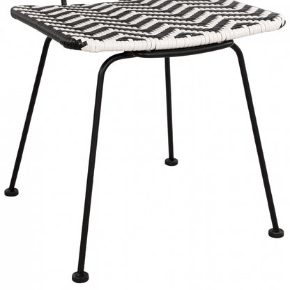 ALLEGRA METAL CHAIR WITH BLACK AND WHITE WICKER 46x56x88