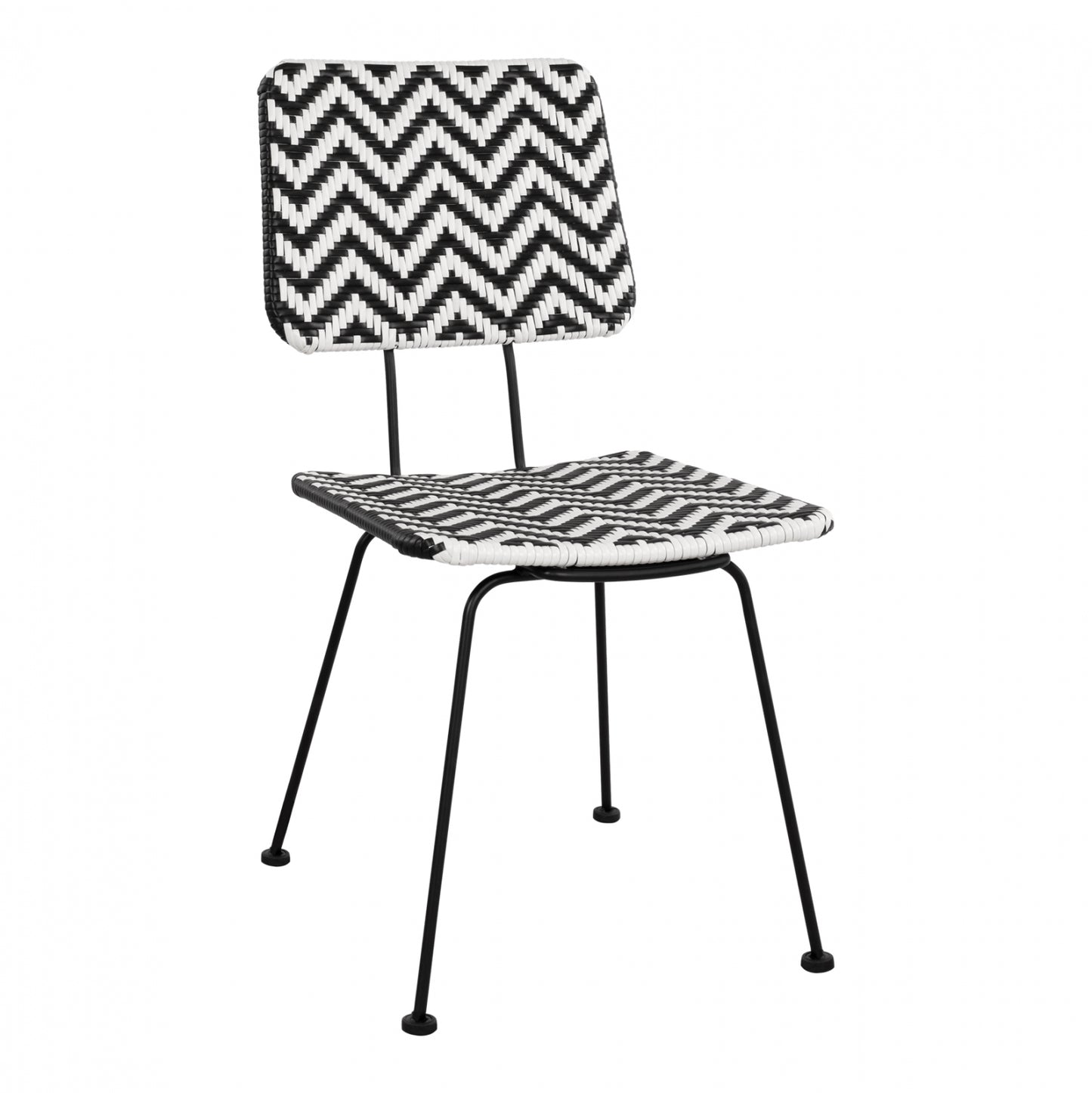 ALLEGRA METAL CHAIR WITH BLACK AND WHITE WICKER 46x56x88