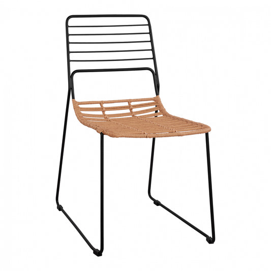 CHAIR METAL ALLEGRA WITH WICKER BEIGE 51x54x83