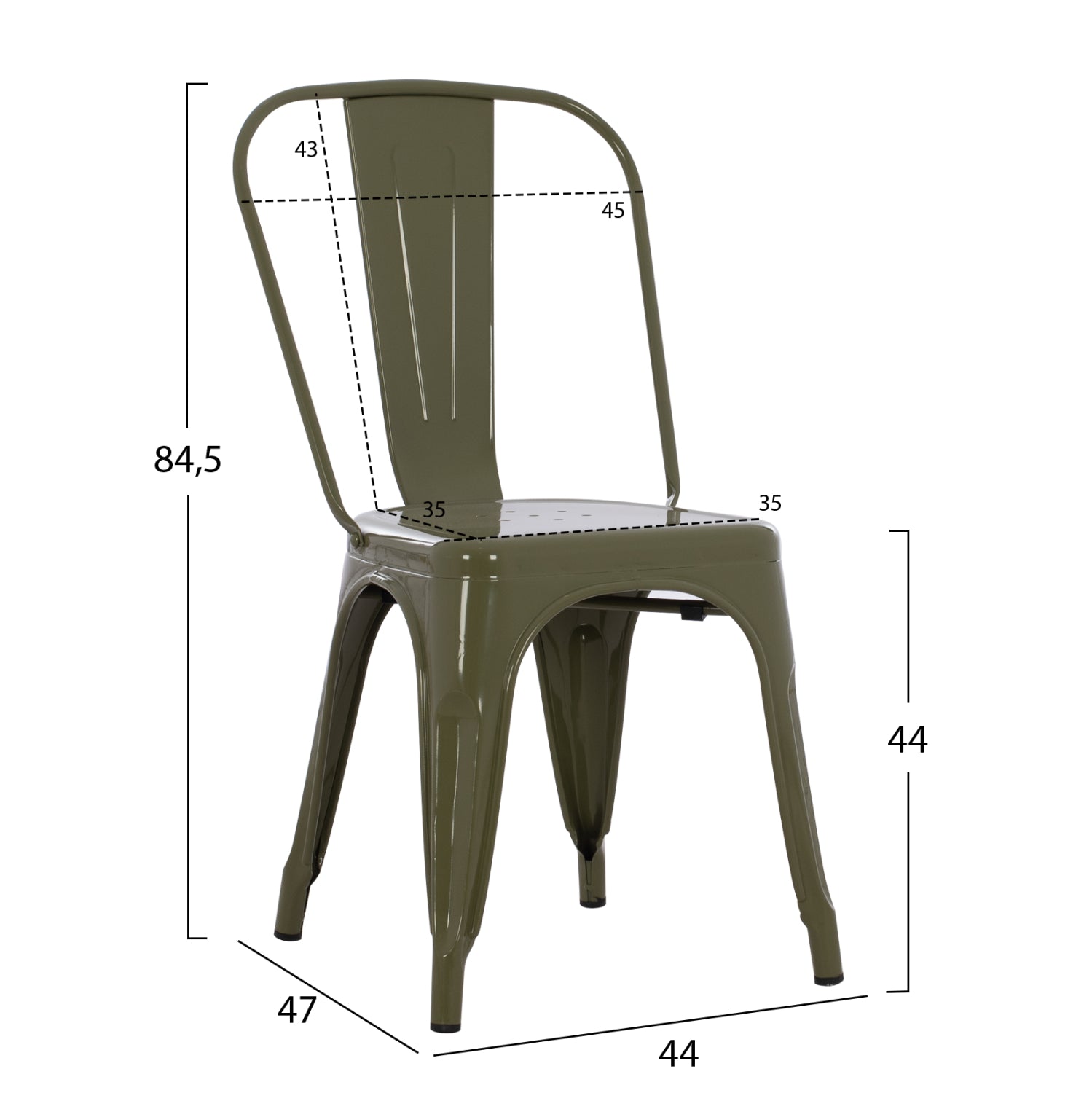 ΚΑΡΕΚΛΑ ΜΕΤΑΛΛΙΚΗ MELITA-PRO HM8641.43 ΣΕ DARK OLIVE GREEN 44x47x84.5Υεκ.
