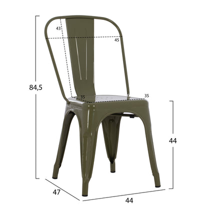 ΚΑΡΕΚΛΑ ΜΕΤΑΛΛΙΚΗ MELITA-PRO HM8641.43 ΣΕ DARK OLIVE GREEN 44x47x84.5Υεκ.