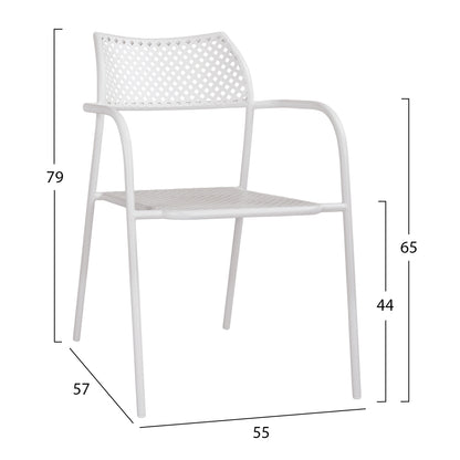WHITE METAL CHAIR THETIS 55x57x79