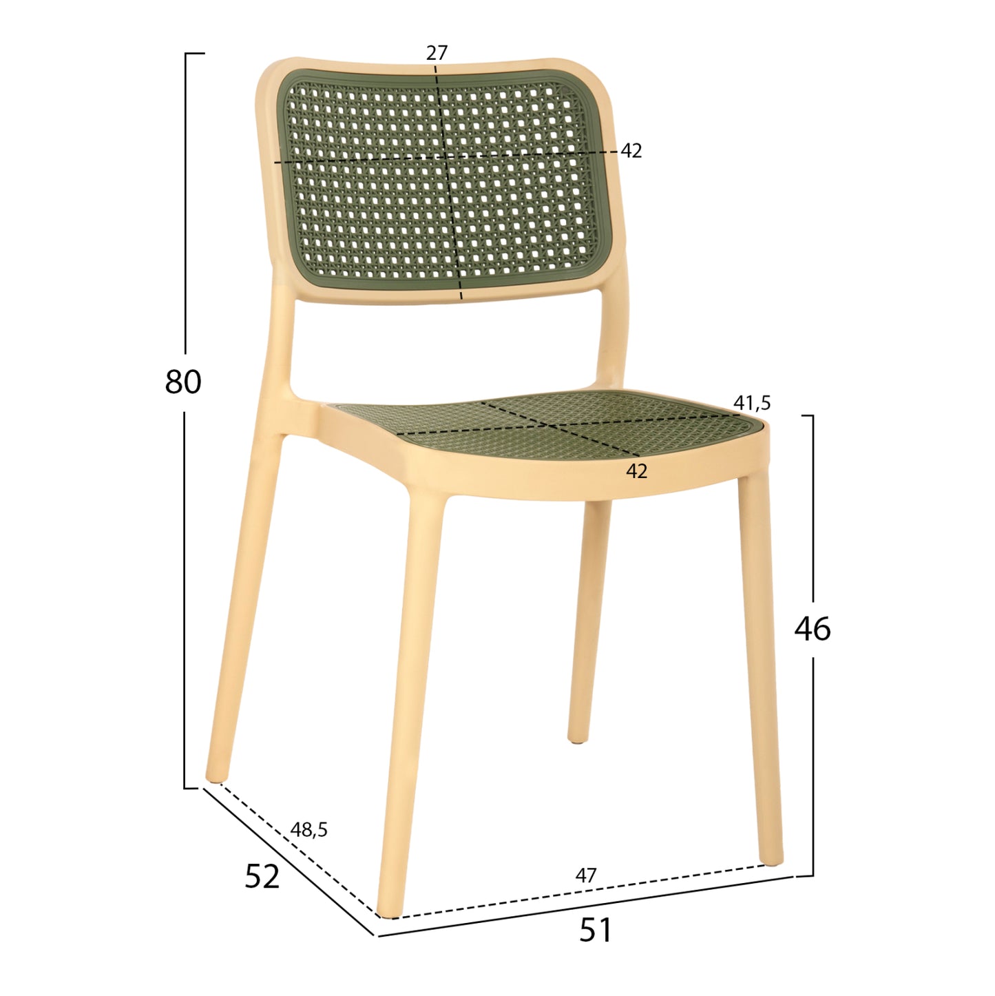 ΚΑΡΕΚΛΑ ΠΟΛΥΠΡΟΠΥΛΕΝΙΟΥ MEKO ΜΠΕΖ ΜΕ OLIVE GREEN ΨΑΘΑ 51x52x80
