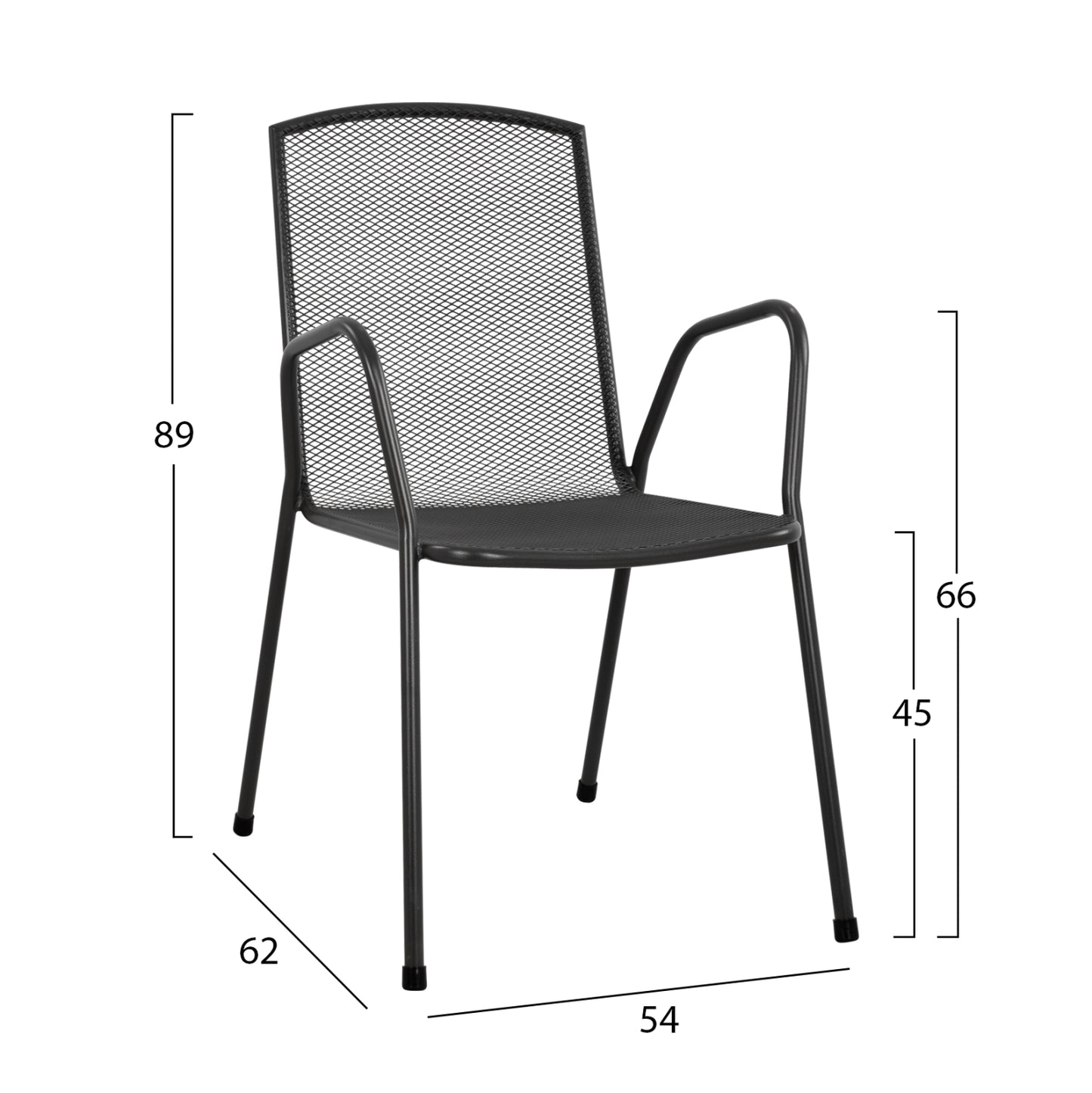 CHAIR ARMCHAIR METAL ANTHRACITE ELIJAH 54x62x89