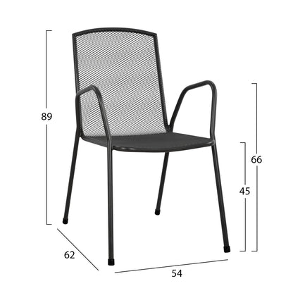 CHAIR ARMCHAIR METAL ANTHRACITE ELIJAH 54x62x89