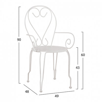 CHAIR ARMCHAIR METAL AMORE WHITE 49x48x90