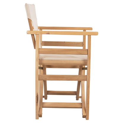 DIRECTOR'S CHAIR LEMNOS IMPREGNATED IN NATURAL COLOR WITH ECRU CUSHION 57x54x88.5
