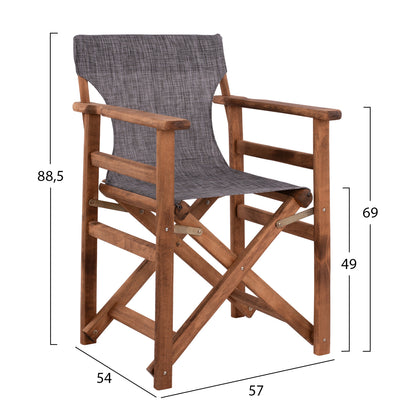 DIRECTOR'S CHAIR LEMNOS WALNUT WITH GREY TEXTILENE