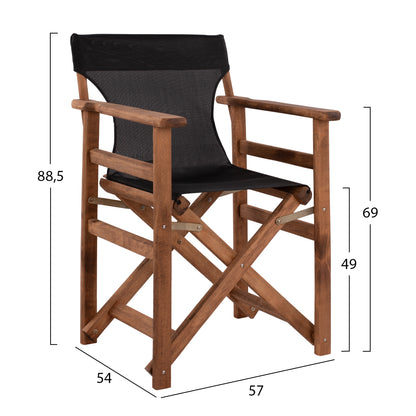 DIRECTOR'S CHAIR LEMNOS WALNUT WITH BLACK TEXTILENE