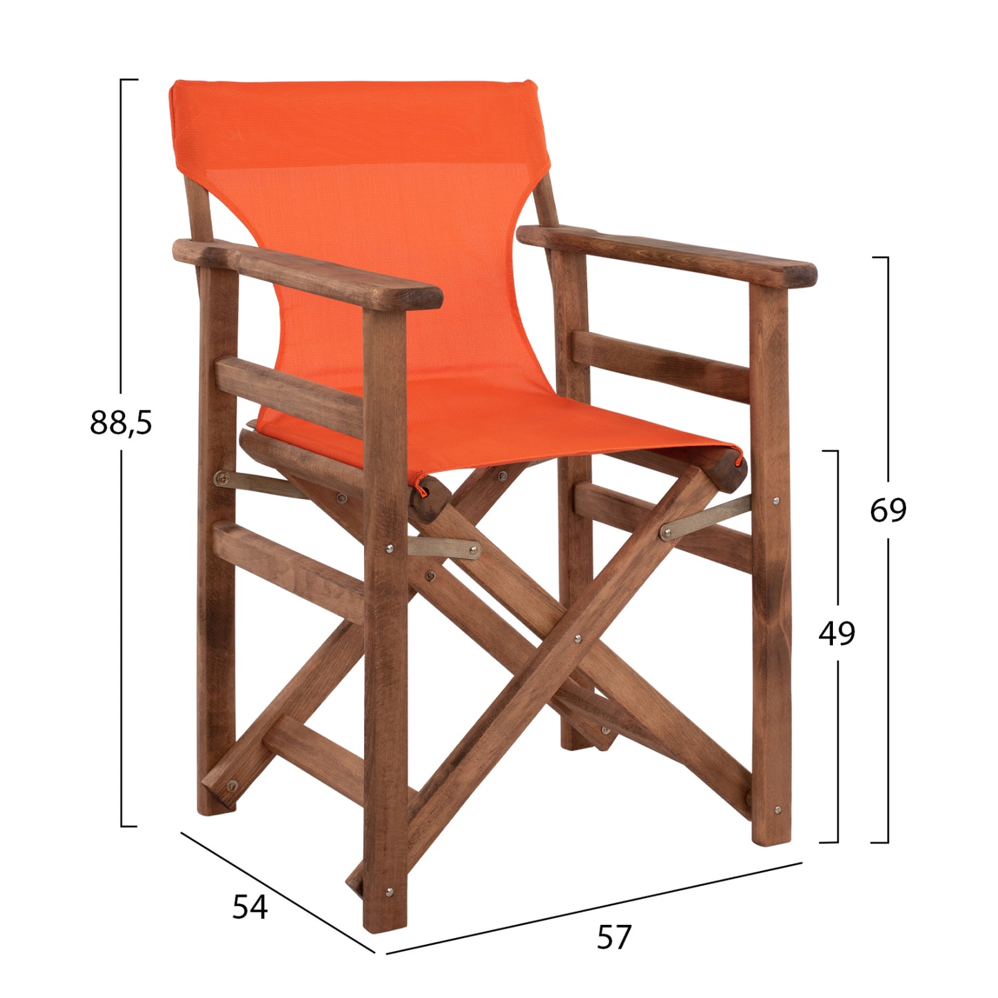 DIRECTOR'S CHAIR LEMNOS WALNUT WITH ORANGE TEXTILENE