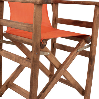 DIRECTOR'S CHAIR LEMNOS WALNUT WITH ORANGE TEXTILENE