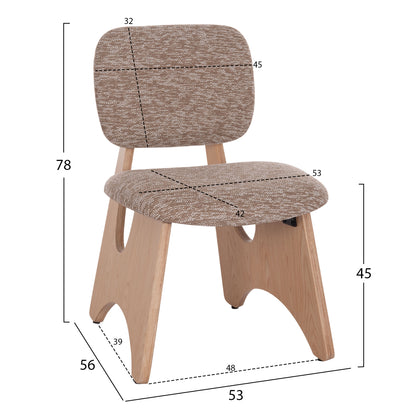 ΚΑΡΕΚΛΑ ΤΡΑΠΕΖΑΡΙΑΣ BELLISI ΚΑΦΕ ΥΦΑΣΜΑ PLYWOOD ΧΡΩΜΑ ΔΡΥΟΣ 53x56x78