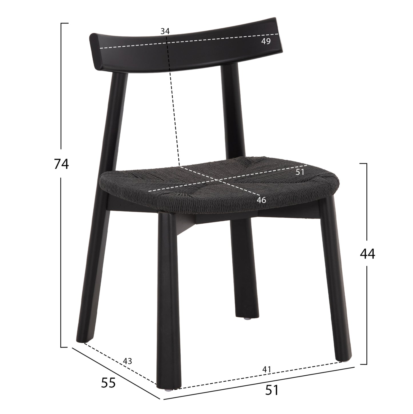 KΑΡΕΚΛΑ ΤΡΑΠΕΖΑΡΙΑΣ OSORIO RUBBERWOOD & ΣΧΟΙΝΙ ΣΕ ΜΑΥΡΟ 51x55x74