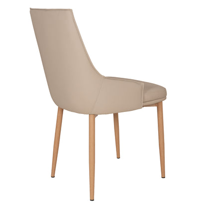 DINING CHAIR NORDIK PU IN CREAM METAL LEGS WOOD GRAIN 47x50x86