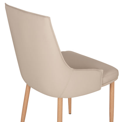DINING CHAIR NORDIK PU IN CREAM METAL LEGS WOOD GRAIN 47x50x86