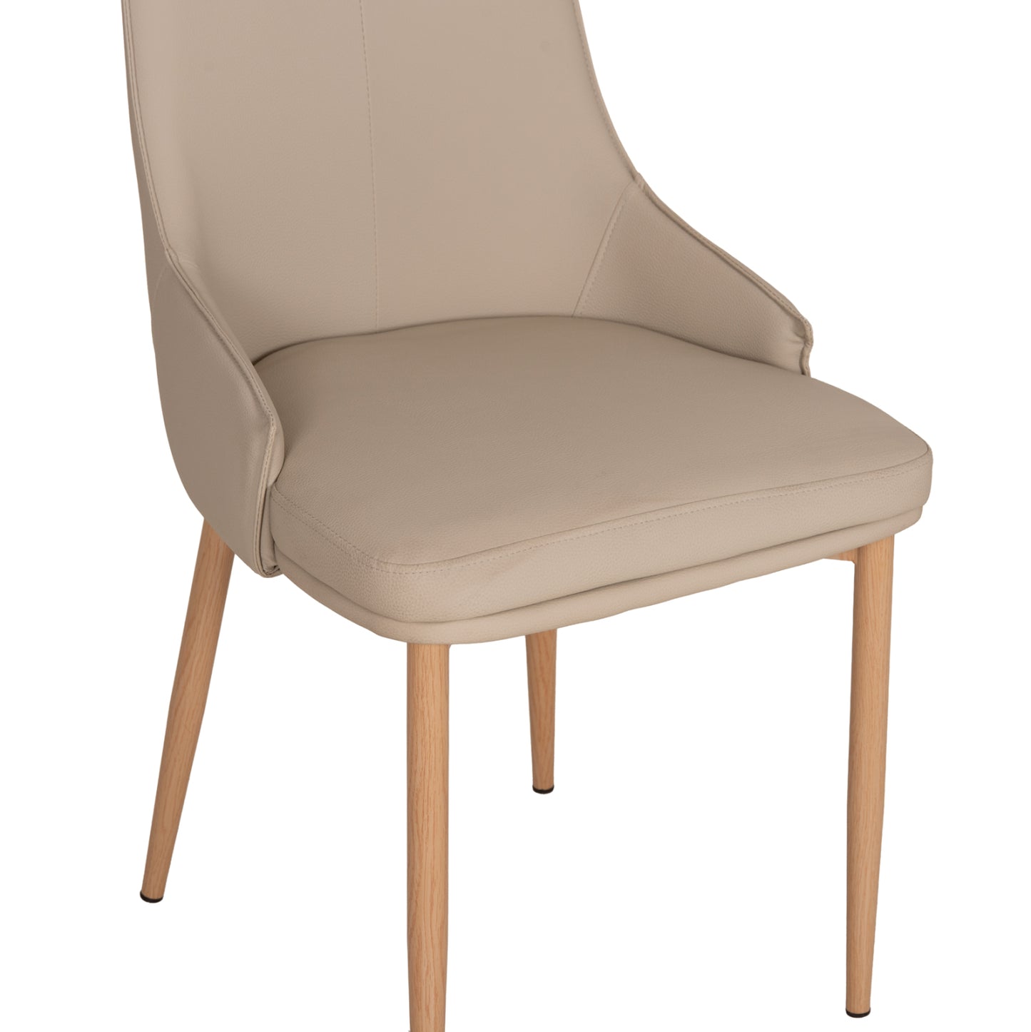 DINING CHAIR NORDIK PU IN CREAM METAL LEGS WOOD GRAIN 47x50x86