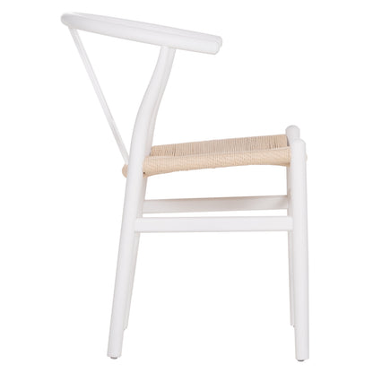 DINING CHAIR BRAVE WHITE BEECH WOOD BEIGE ROPE 54x53x75