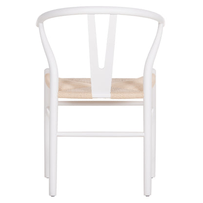 DINING CHAIR BRAVE WHITE BEECH WOOD BEIGE ROPE 54x53x75
