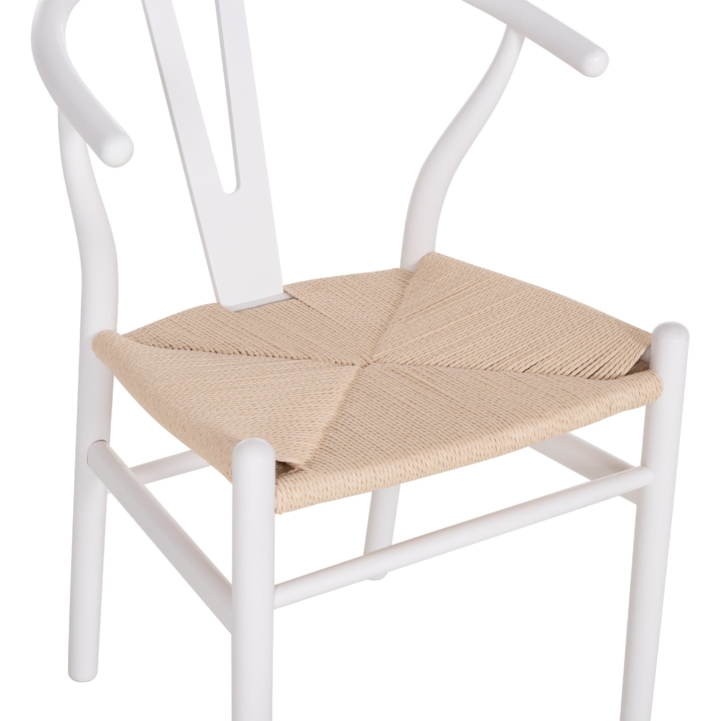 DINING CHAIR BRAVE WHITE BEECH WOOD BEIGE ROPE 54x53x75