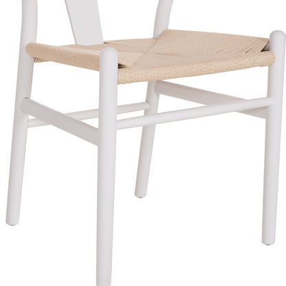 DINING CHAIR BRAVE WHITE BEECH WOOD BEIGE ROPE 54x53x75