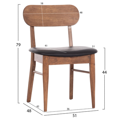 KΑΡΕΚΛΑ ΤΡΑΠΕΖΑΡΙΑΣ SEKOR ΚΑΡΥΔΙ RUBBERWOOD ΜΑΥΡΟ PU 51x48x79