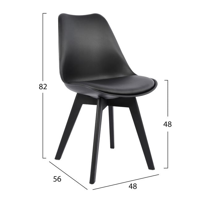 VEGAS CHAIR WITH BLACK PU POLYPROPYLENE LEG 48x56x82