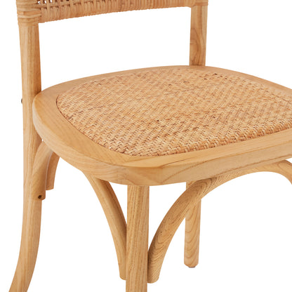ΚΑΡΕΚΛΑ ΞΥΛΙΝΗ LIBERTY ΜΕ ΠΛΕΞΗ RATTAN ΣΕ ΦΥΣΙΚΗ ΑΠΟΧΡΩΣΗ 49x54x89