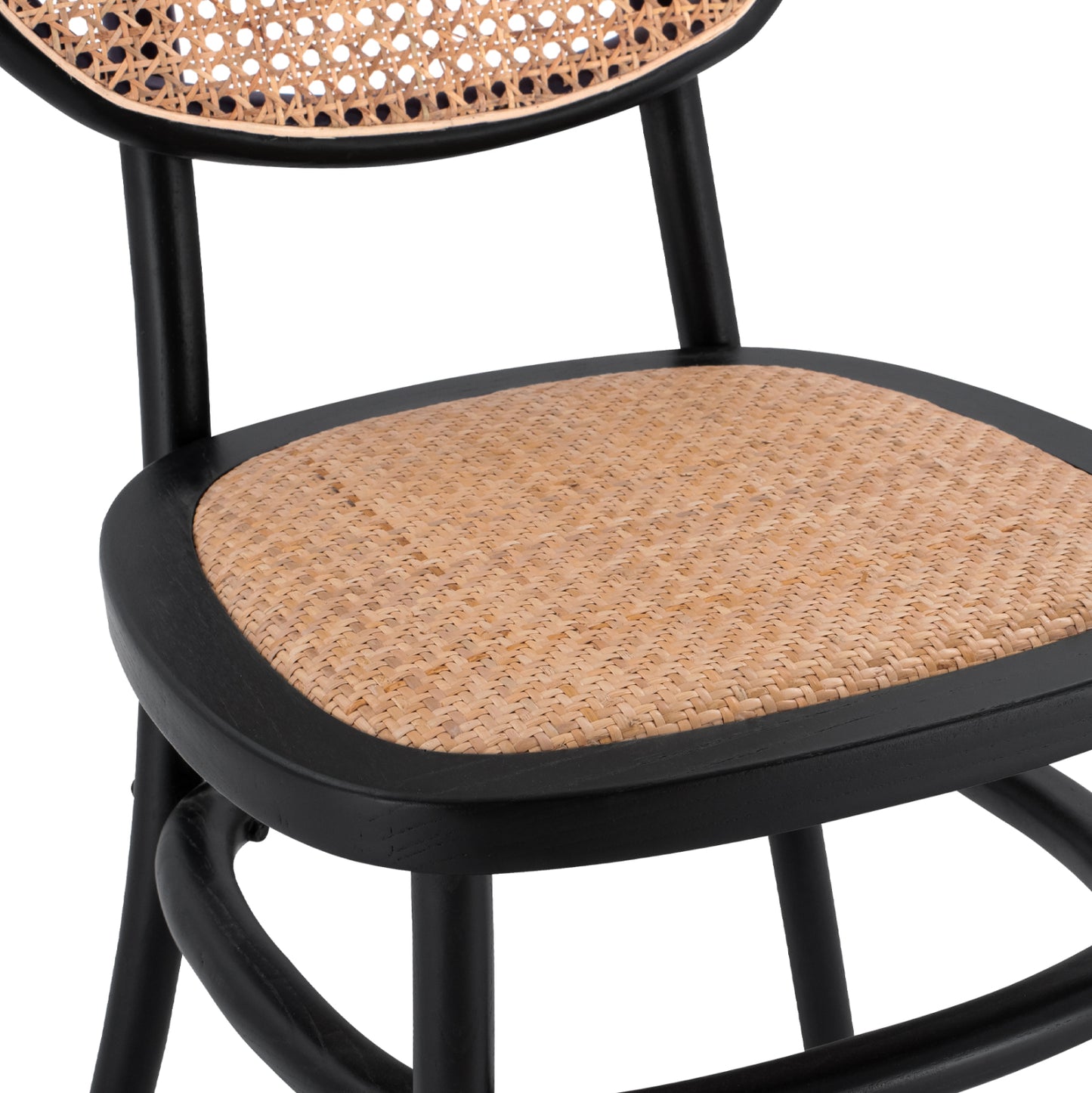 ΚΑΡΕΚΛΑ ΞΥΛΙΝΗ PENNY ΜΕ ΠΛΕΞΗ RATTAN ΣΕ ΜΑΥΡΗ ΑΠΟΧΡΩΣΗ 44x51x87