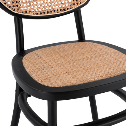 ΚΑΡΕΚΛΑ ΞΥΛΙΝΗ PENNY ΜΕ ΠΛΕΞΗ RATTAN ΣΕ ΜΑΥΡΗ ΑΠΟΧΡΩΣΗ 44x51x87