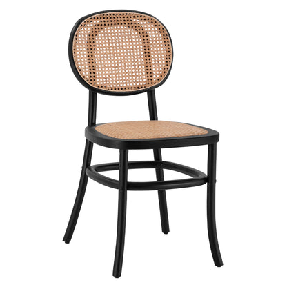 ΚΑΡΕΚΛΑ ΞΥΛΙΝΗ PENNY ΜΕ ΠΛΕΞΗ RATTAN ΣΕ ΜΑΥΡΗ ΑΠΟΧΡΩΣΗ 44x51x87