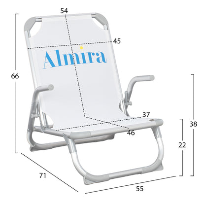 ALUMINUM BEACH CHAIR HEAVY-DUTY HIGH BACK ALMIRA WHITE 55x71x66