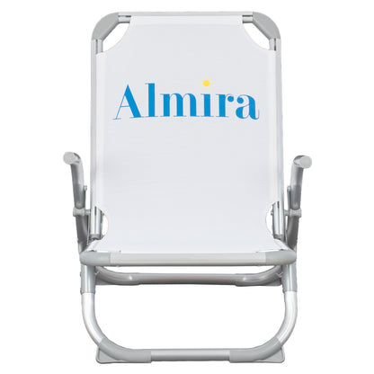 ALUMINUM BEACH CHAIR HEAVY-DUTY HIGH BACK ALMIRA WHITE 55x71x66