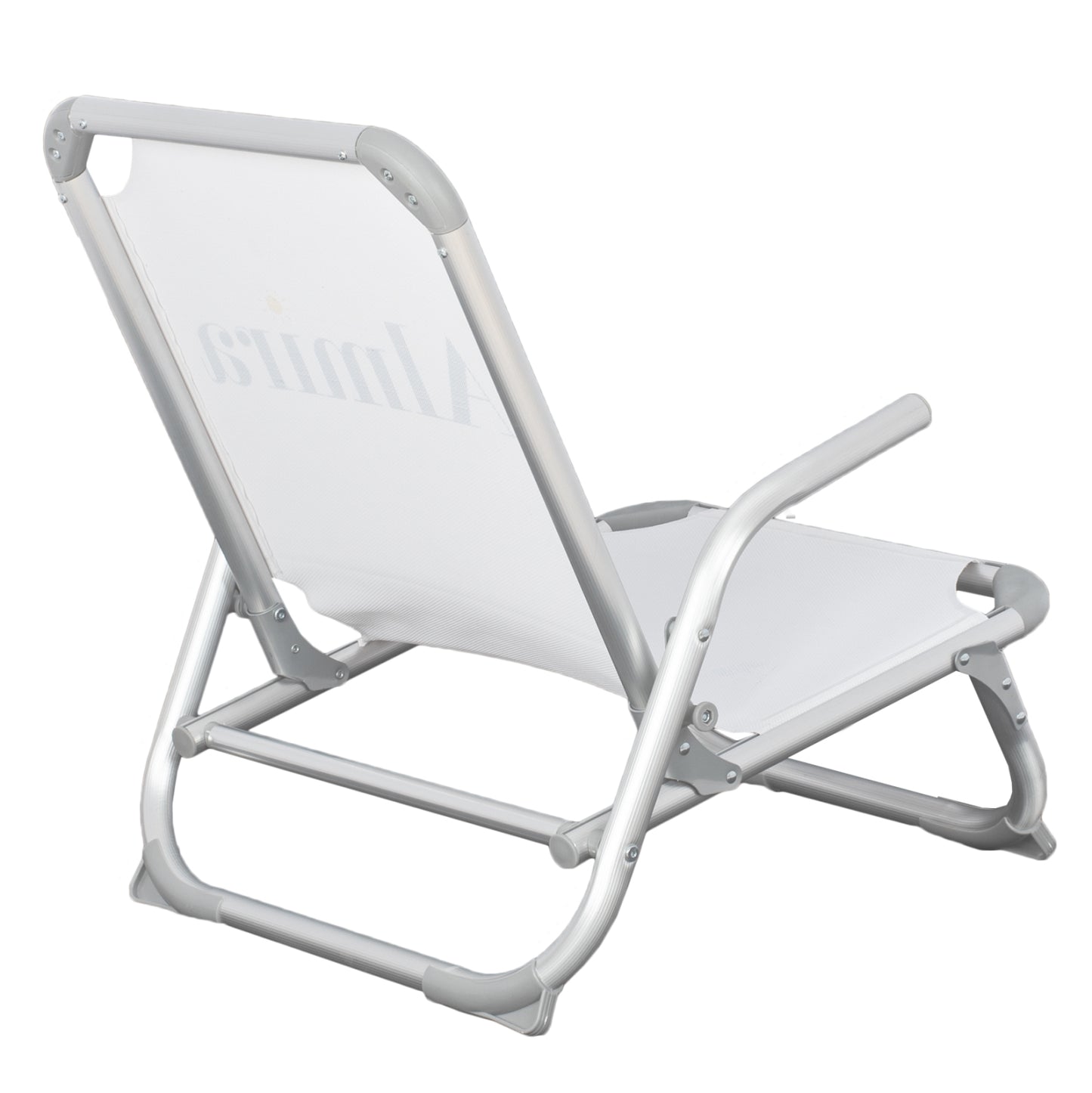ALUMINUM BEACH CHAIR HEAVY-DUTY HIGH BACK ALMIRA WHITE 55x71x66