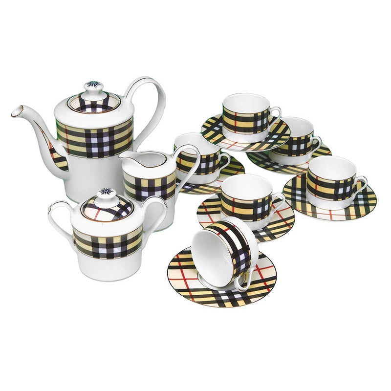 Σερβίτσιο Τσαγιού Πορσελάνης 15 Τεμ. Καρό