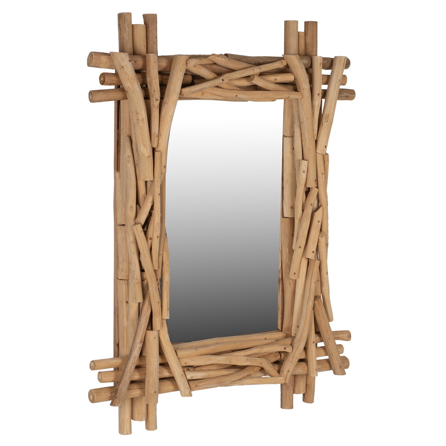 SOLID TEAK WOOD MIRROR NATURAL 100x80cm