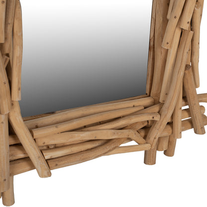 SOLID TEAK WOOD MIRROR NATURAL 100x80cm