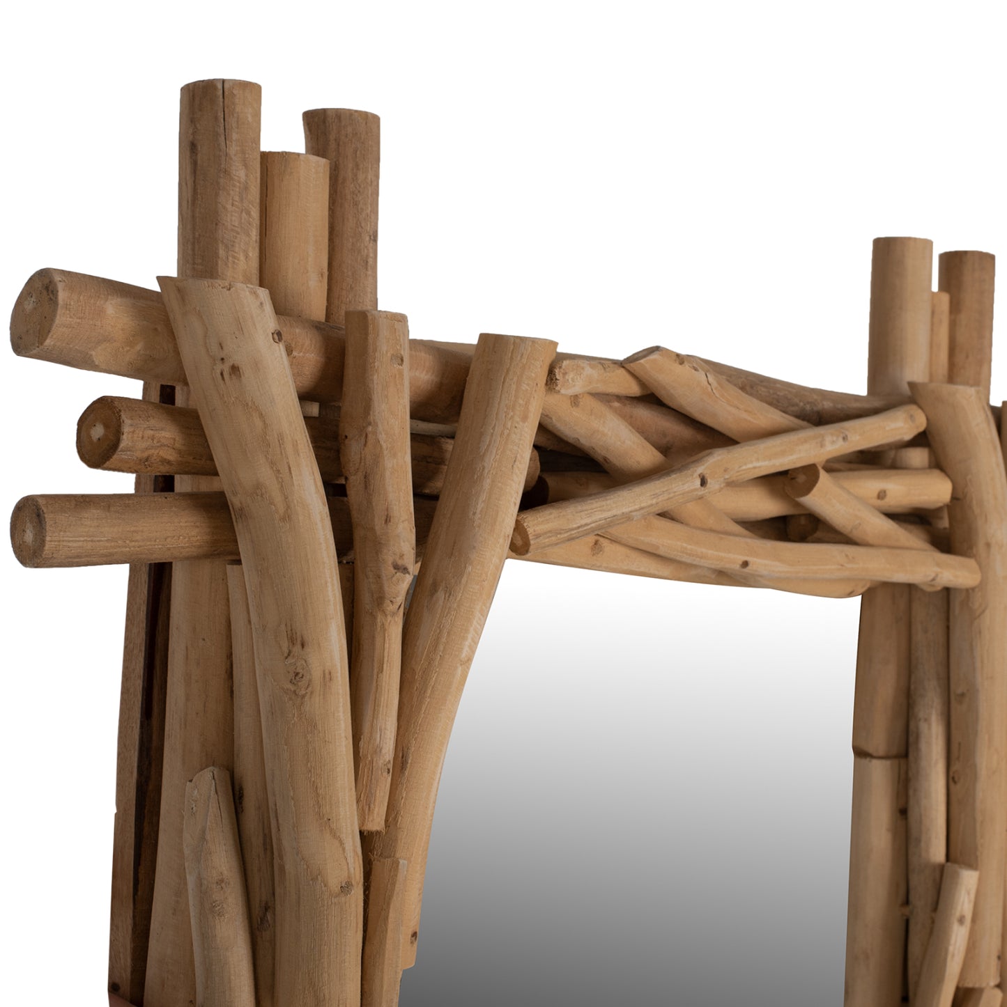 SOLID TEAK WOOD MIRROR NATURAL 100x80cm