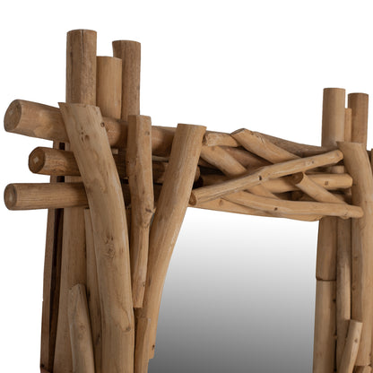 SOLID TEAK WOOD MIRROR NATURAL 100x80cm