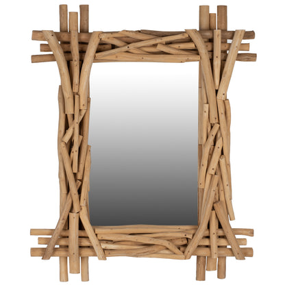 SOLID TEAK WOOD MIRROR NATURAL 100x80cm