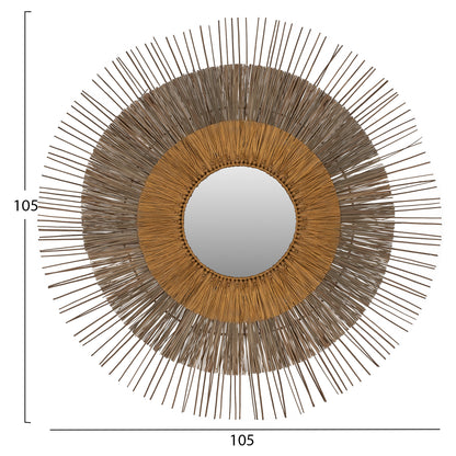 MENDONG GRASS FRAMED MIRROR IN NATURAL GOLD COLOR D105cm