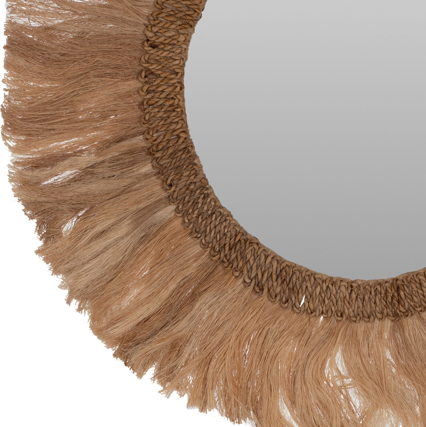 ROUND MIRROR WITH ABACA FRAME IN NATURAL COLOR D90x4.5x90