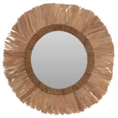 ROUND MIRROR WITH ABACA FRAME IN NATURAL COLOR D90x4.5x90