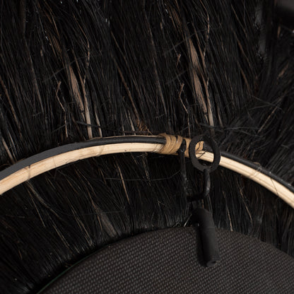 ROUND WALL MIRROR MADE OF MANILA HEMP FIBRES IN NATURAL BLACK COLOUR 70x4x70