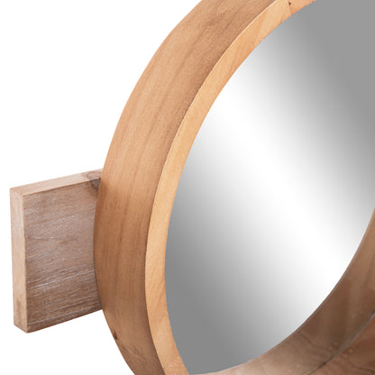 WALL MIRROR ROUND SCUTTLE FIR WOOD & MDF BLACK METAL 80x6,5x30,5