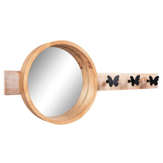 ΚΑΘΡΕΠΤΗΣ ΤΟΙΧΟΥ ΣΤΡΟΓΓΥΛΟΣ SCUTTLE FIR WOOD & MDF BLACK METAL 80x6,5x30,5