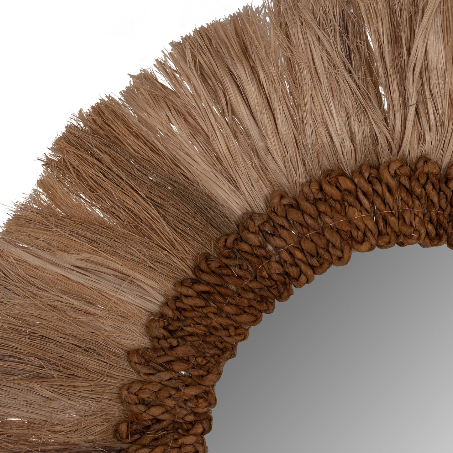 ROUND WALL MIRROR ABACA FIBER FRAME IN NATURAL COLOR 60x4x60
