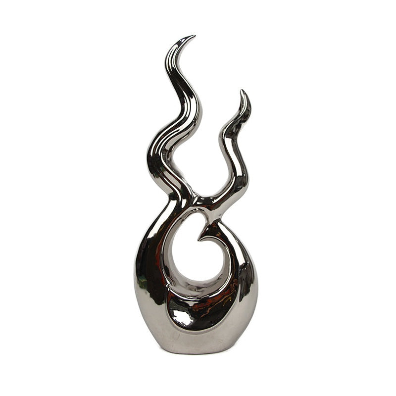 Κεραμικό Διακοσμητικό Φλόγα Ασημί 45εκ